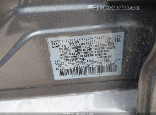 3N1AB8CV6PY233453 2023 NISSAN SENTRA Серый Вид подкапотного пространства