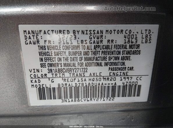 3N1AB8CV6RY271722 2024 NISSAN SENTRA Gray Вид підкапотного простору