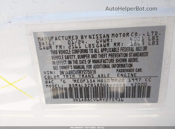 3N1AB8CV6RY275916 2024 NISSAN SENTRA White ძრავის განყოფილების ხედი