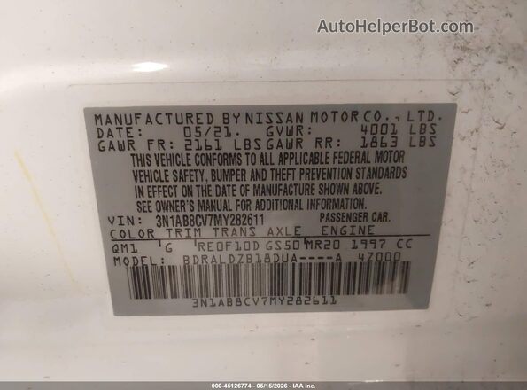 3N1AB8CV7MY282611 2021 NISSAN SENTRA White Вид підкапотного простору