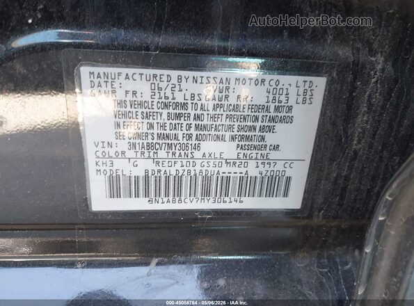 3N1AB8CV7MY306146 2021 NISSAN SENTRA Black Вид підкапотного простору