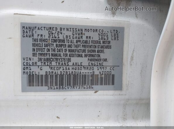 3N1AB8CV7RY376186 2024 NISSAN SENTRA White Widok komory silnika