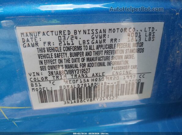 3N1AB8CV8RY319527 2024 NISSAN SENTRA Blue Widok komory silnika