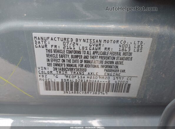 3N1AB8CV8RY383969 2024 NISSAN SENTRA Blue Vista del compartimento del motor
