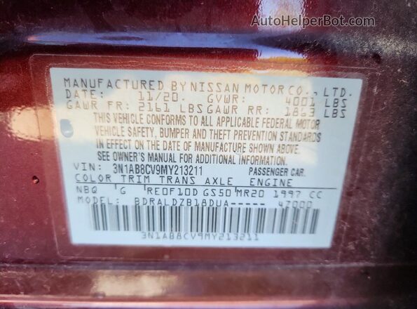 3N1AB8CV9MY213211 2021 NISSAN SENTRA Maroon 
