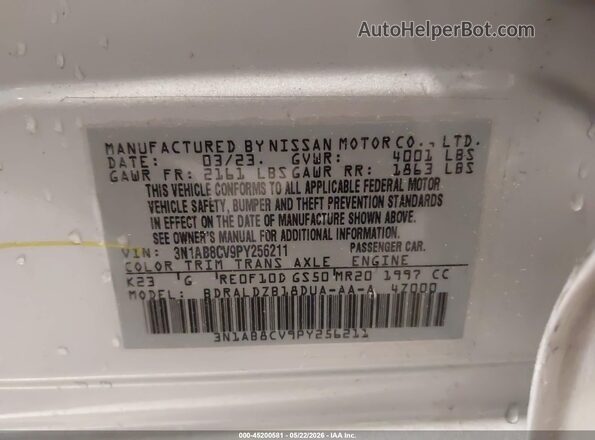 3N1AB8CV9PY256211 2023 NISSAN SENTRA Silver Vista del compartimento del motor