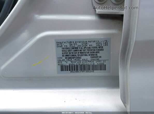 3N1AB8CV9PY306542 2023 NISSAN SENTRA Silver Engine compartment view