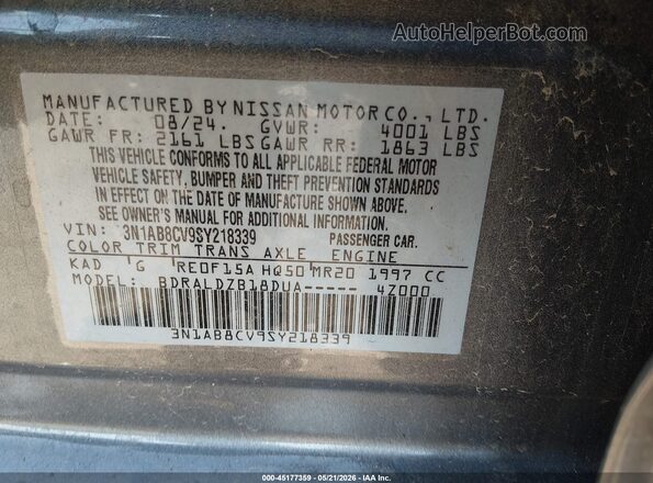 3N1AB8CV9SY218339 2025 NISSAN SENTRA Gray Շարժիչի բաժամունքի տեսք