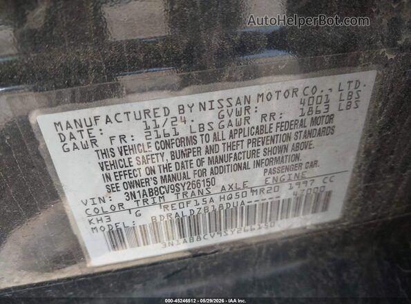 3N1AB8CV9SY266150 2025 NISSAN SENTRA Black Вид підкапотного простору