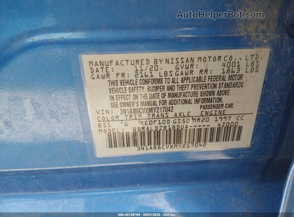 3N1AB8CVXMY217042 2021 NISSAN SENTRA Синий Вид подкапотного пространства