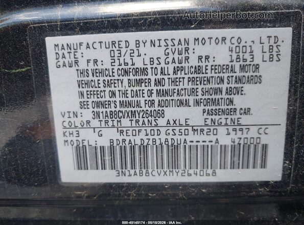 3N1AB8CVXMY264068 2021 NISSAN SENTRA Black Vista del compartimento del motor