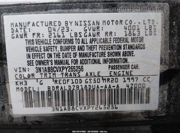 3N1AB8CVXPY265256 2023 NISSAN SENTRA Black Շարժիչի բաժամունքի տեսք