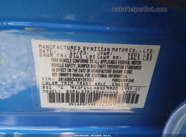 3N1AB8CVXRY261047 2024 NISSAN SENTRA Blue Вид підкапотного простору
