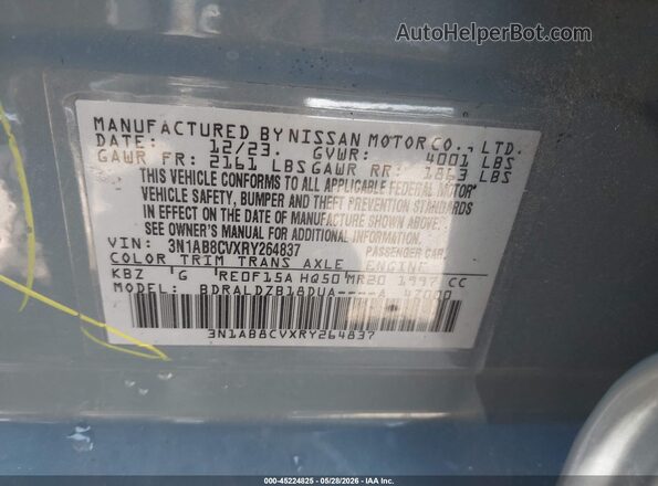3N1AB8CVXRY264837 2024 NISSAN SENTRA Blue Вид підкапотного простору