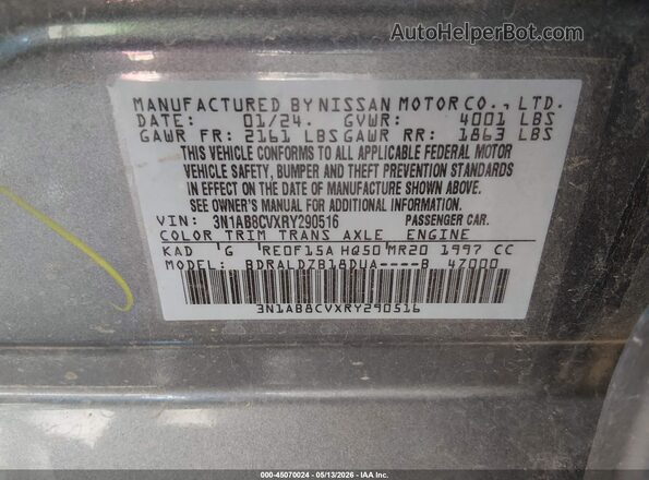 3N1AB8CVXRY290516 2024 NISSAN SENTRA Gray 