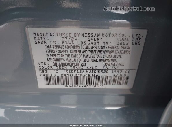 3N1AB8CVXRY388753 2024 NISSAN SENTRA Blue Вид підкапотного простору
