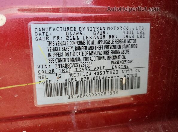 3N1AB8CVXSY287833 2025 NISSAN SENTRA Red ძრავის განყოფილების ხედი