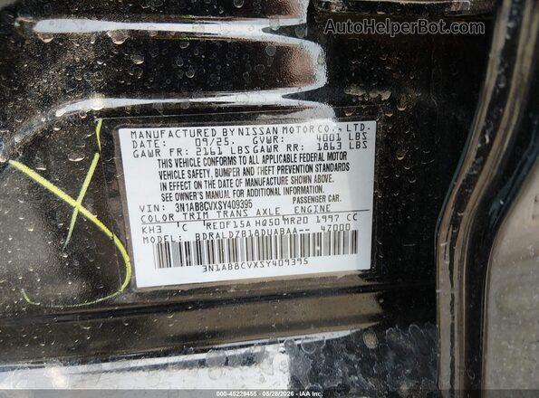 3N1AB8CVXSY409395 2025 NISSAN SENTRA Black Շարժիչի բաժամունքի տեսք