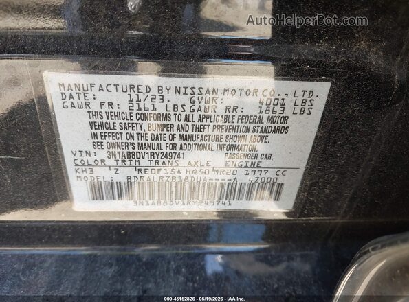 3N1AB8DV1RY249741 2024 NISSAN SENTRA Black Շարժիչի բաժամունքի տեսք