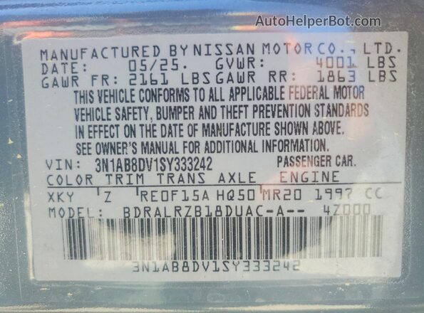 3N1AB8DV1SY333242 2025 NISSAN SENTRA Blue 