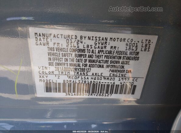 3N1AB8DV2RY288127 2024 NISSAN SENTRA Blue Vista del compartimento del motor