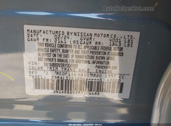 3N1AB8DV2RY306688 2024 NISSAN SENTRA Blue Vista del compartimento del motor