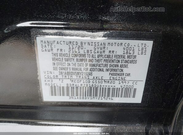 3N1AB8DV5MY219246 2021 NISSAN SENTRA Black ძრავის განყოფილების ხედი