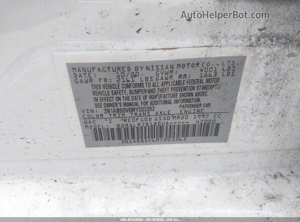 3N1AB8DV6MY203363 2021 NISSAN SENTRA White Вид підкапотного простору