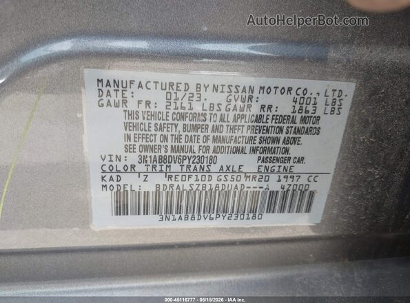 3N1AB8DV6PY230180 2023 NISSAN SENTRA Gray ძრავის განყოფილების ხედი