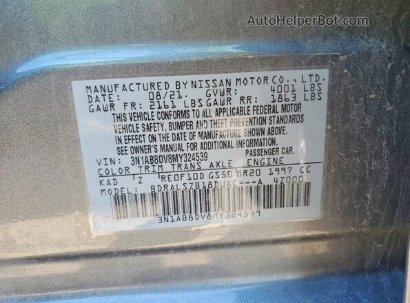 3N1AB8DV8MY324539 2021 NISSAN SENTRA Gray Widok naklejki z numerem VIN