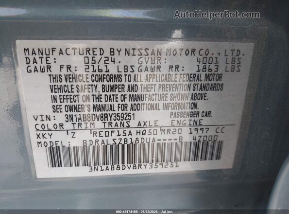 3N1AB8DV8RY359251 2024 NISSAN SENTRA Gray ძრავის განყოფილების ხედი