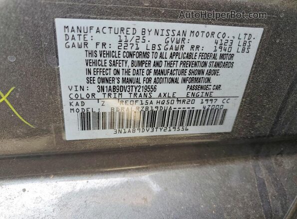 3N1AB9DV3TY219556 2026 NISSAN SENTRA Gray Vista de la etiqueta del VIN