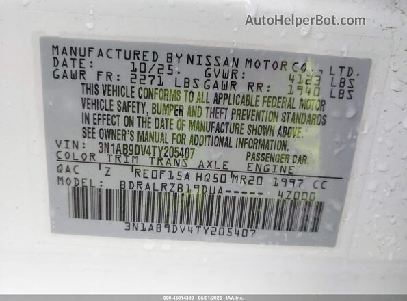 3N1AB9DV4TY205407 2026 NISSAN SENTRA Белый Вид подкапотного пространства