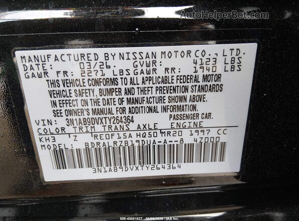 3N1AB9DVXTY264364 2026 NISSAN SENTRA Black Vista del compartimento del motor