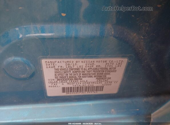 3N1CE2CP3GL355764 2016 NISSAN VERSA NOTE Blue Вид підкапотного простору