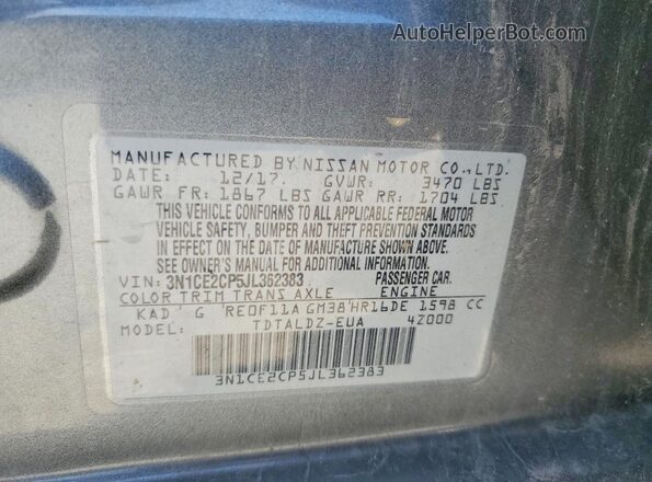 3N1CE2CP5JL362383 2018 NISSAN VERSA Gray 