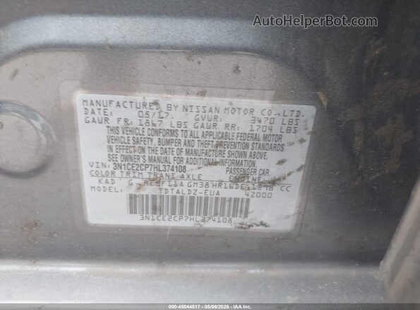 3N1CE2CP7HL374108 2017 NISSAN VERSA NOTE Gray Widok komory silnika