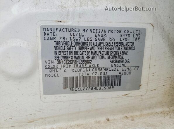3N1CE2CP8HL355082 2017 NISSAN VERSA White 