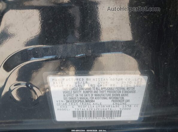3N1CE2CP9JL369384 2018 NISSAN VERSA NOTE Black 
