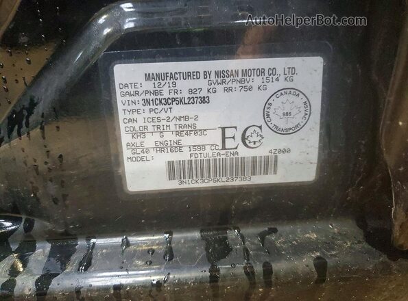 3N1CK3CP5KL237383 2019 NISSAN MICRA Black 