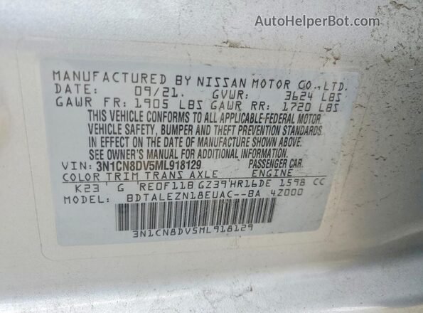 3N1CN8DV5ML918129 2021 NISSAN VERSA Silver 