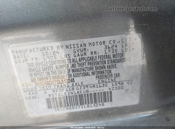3N1CN8DV7SL813248 2025 NISSAN VERSA Серый Вид подкапотного пространства