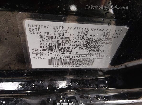 3N1CN8EV1PL862578 2023 NISSAN VERSA Black ძრავის განყოფილების ხედი