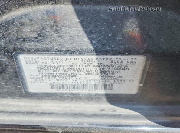 3N1CN8EV9LL803501 2020 NISSAN VERSA Black Vista del compartimento del motor
