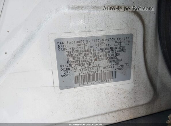 3N1CP5BV0LL545513 2020 NISSAN KICKS White Вид підкапотного простору