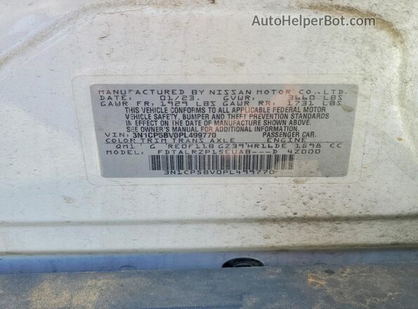 3N1CP5BV0PL499770 2023 NISSAN KICKS White ძრავის განყოფილების ხედი