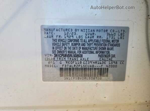 3N1CP5BV0RL508938 2024 NISSAN KICKS White 