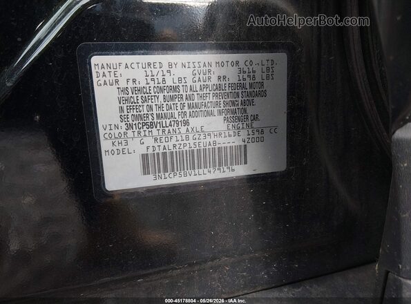 3N1CP5BV1LL479196 2020 NISSAN KICKS Black Widok komory silnika