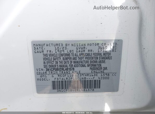 3N1CP5BV2RL481578 2024 NISSAN KICKS White 