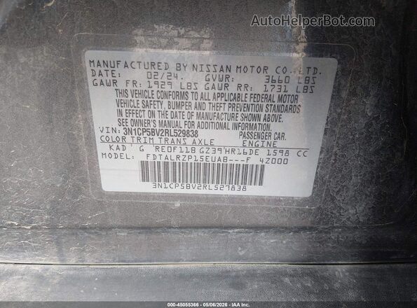 3N1CP5BV2RL529838 2024 NISSAN KICKS Gray 